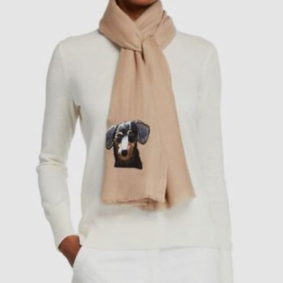 Dachshund 100% Cashmere Dark Natural Scarf - Picture 1 of 5